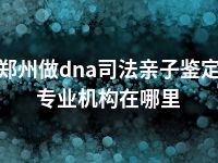 郑州做dna司法亲子鉴定专业机构在哪里