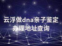 云浮做dna亲子鉴定办理地址查询