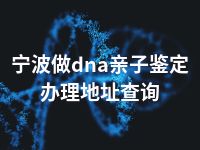 宁波做dna亲子鉴定办理地址查询