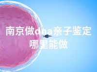 南京做dna亲子鉴定哪里能做