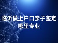 临沂做上户口亲子鉴定哪里专业