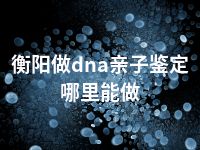 衡阳做dna亲子鉴定哪里能做