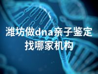 潍坊做dna亲子鉴定找哪家机构