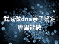 武威做dna亲子鉴定哪里能做