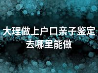 大理做上户口亲子鉴定去哪里能做