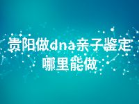 贵阳做dna亲子鉴定哪里能做