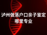 泸州做落户口亲子鉴定哪里专业