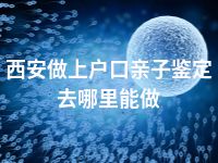 西安做上户口亲子鉴定去哪里能做