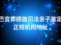 巴音郭楞做司法亲子鉴定正规机构地址