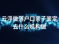 云浮做落户口亲子鉴定去什么机构做