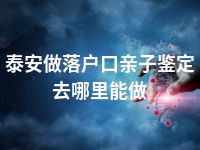 泰安做落户口亲子鉴定去哪里能做