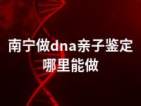 南宁做dna亲子鉴定哪里能做