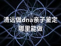 清远做dna亲子鉴定哪里能做