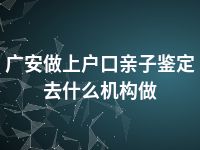 广安做上户口亲子鉴定去什么机构做