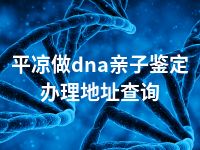 平凉做dna亲子鉴定办理地址查询