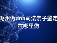 湖州做dna司法亲子鉴定在哪里做