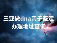 三亚做dna亲子鉴定办理地址查询