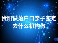 贵阳做落户口亲子鉴定去什么机构做