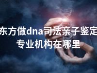 东方做dna司法亲子鉴定专业机构在哪里