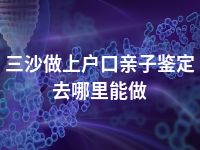 三沙做上户口亲子鉴定去哪里能做