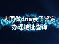 大同做dna亲子鉴定办理地址查询