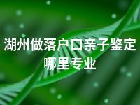 湖州做落户口亲子鉴定哪里专业