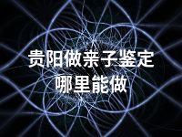 贵阳做亲子鉴定哪里能做