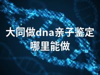 大同做dna亲子鉴定哪里能做