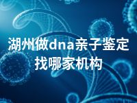 湖州做dna亲子鉴定找哪家机构