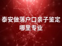 泰安做落户口亲子鉴定哪里专业