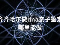 齐齐哈尔做dna亲子鉴定哪里能做