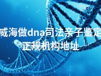 威海做dna司法亲子鉴定正规机构地址