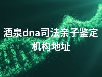 酒泉dna司法亲子鉴定机构地址