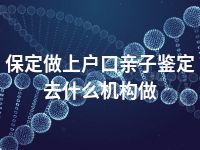 保定做上户口亲子鉴定去什么机构做