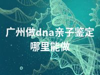 广州做dna亲子鉴定哪里能做