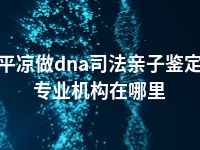 平凉做dna司法亲子鉴定专业机构在哪里