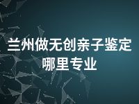 兰州做无创亲子鉴定哪里专业