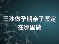 三沙做孕期亲子鉴定在哪里做