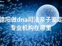 德阳做dna司法亲子鉴定专业机构在哪里