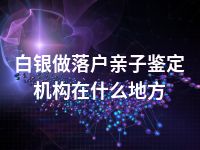 白银做落户亲子鉴定机构在什么地方