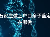 石家庄做上户口亲子鉴定在哪做