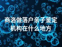 商洛做落户亲子鉴定机构在什么地方