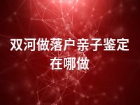 双河做落户亲子鉴定在哪做