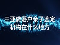 三亚做落户亲子鉴定机构在什么地方