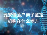 雅安做落户亲子鉴定机构在什么地方