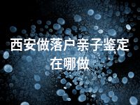 西安做落户亲子鉴定在哪做