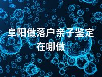 阜阳做落户亲子鉴定在哪做