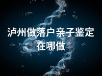 泸州做落户亲子鉴定在哪做