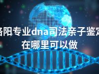 洛阳专业dna司法亲子鉴定在哪里可以做