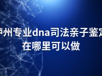 泸州专业dna司法亲子鉴定在哪里可以做